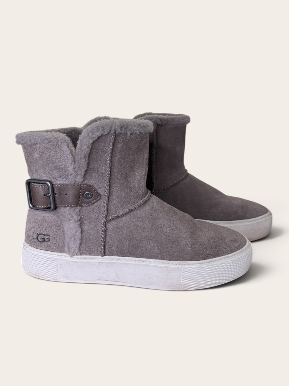 UGG Aika Taupe Suede Shearling Lined Slip-On Boot Sneakers